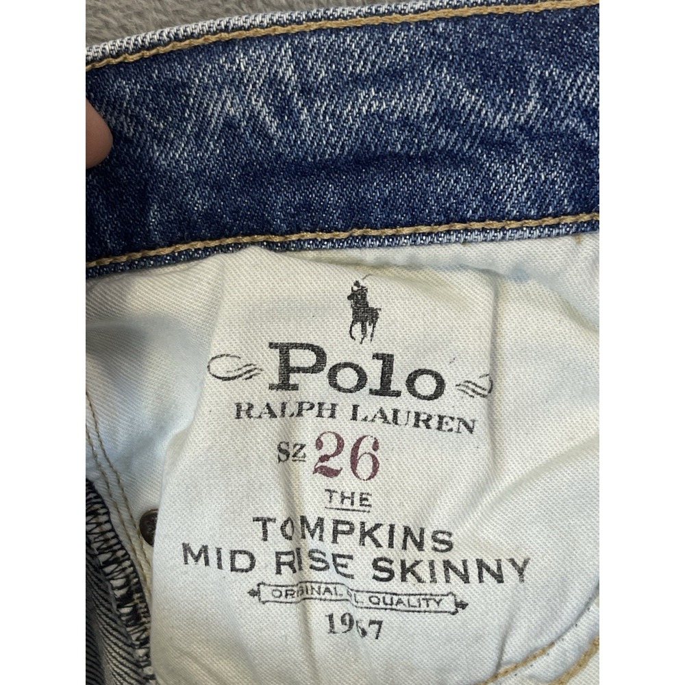 Polo Ralph Lauren Jeans Womens 26 Blue Denim Med Wash Tompkins Mid Rise Skinny - Picture 10 of 11